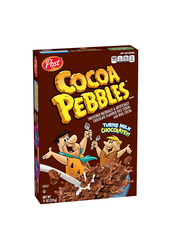 Cocoa PEBBLES cereal box
