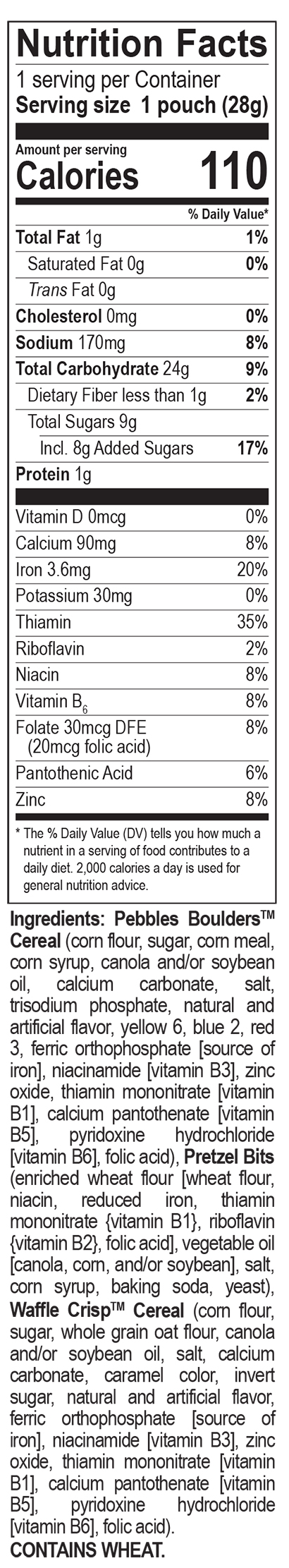 PEBBLES Shake Ups Sweet and Salty Nutrition Facts Panel