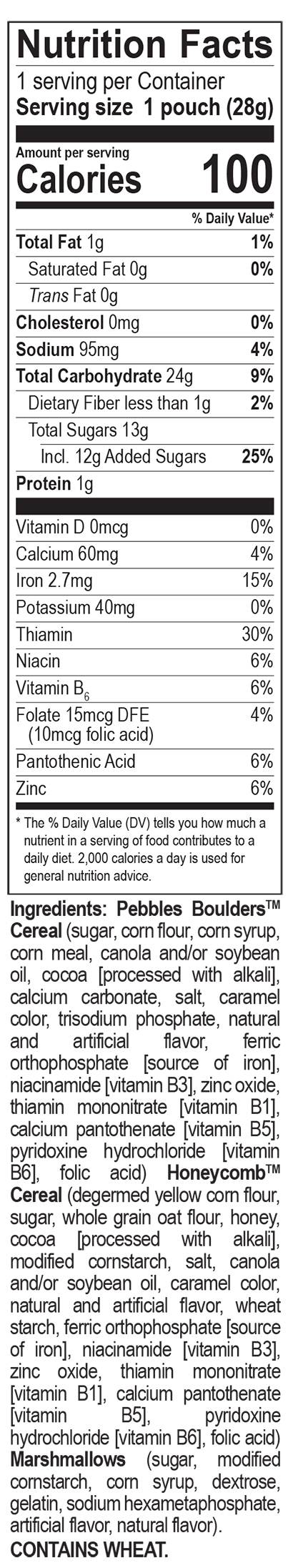 PEBBLES Shake Ups! Cocoa Explosion Multipack Nutrition Facts Panel