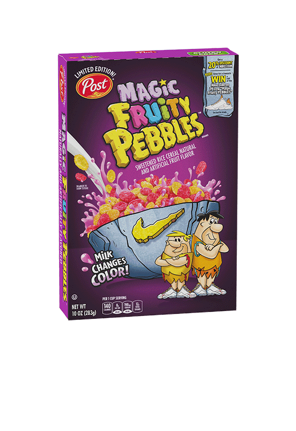 Magic Fruity PEBBLES cereal packaging