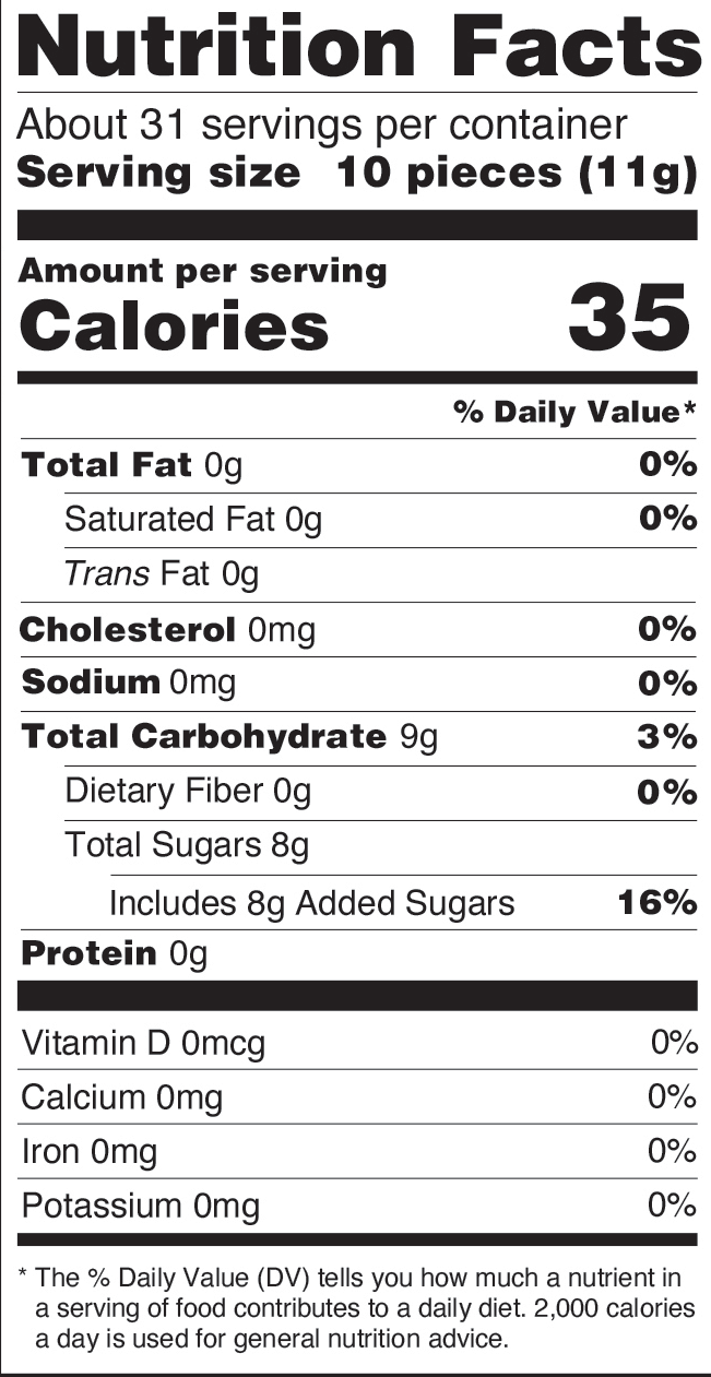 Fruity PEBBLES Jelly Beans nutrition facts panel